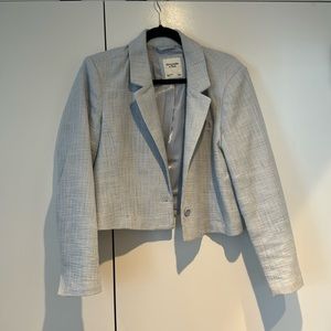 Abercrombie Tweed Cropped Blazer Blue Large